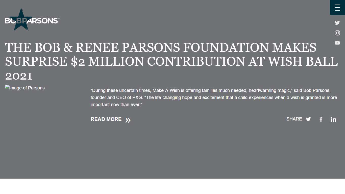 The Bob & Renee Parsons Foundation Makes Surprise $2 Million Contribution at Wish Ball 2021 - Bob Parsons